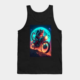 Cyber Cat Riding Dirt Bike Tank Top